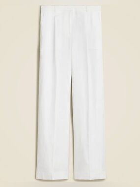 J. Crew White Linen Essential Wide-Leg Pants